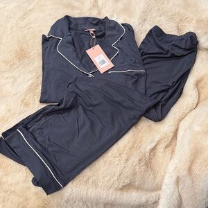 Eberjey Gisele  Pajama Set.  Grey with White Piping